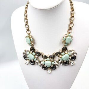 Smokey Grey and Pale Blue Rhinestone Jeweled Necklace